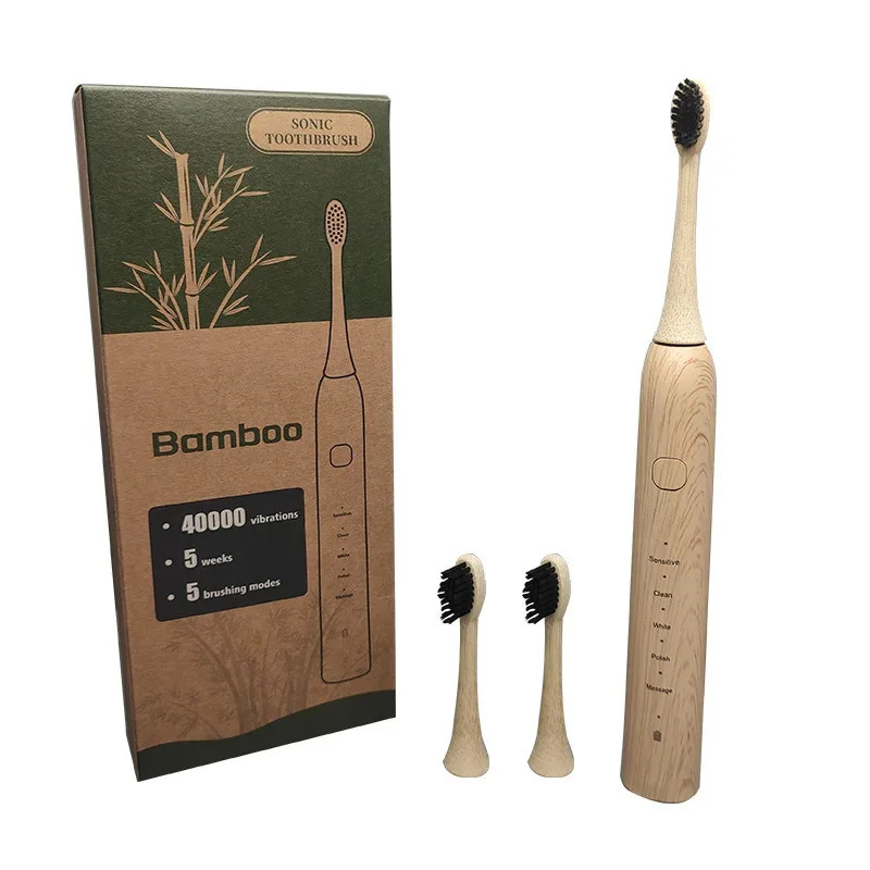 Electric Toothbrush Head Castor Oil Wooden IPX7 Sonic Healthier Oral Teeth3..