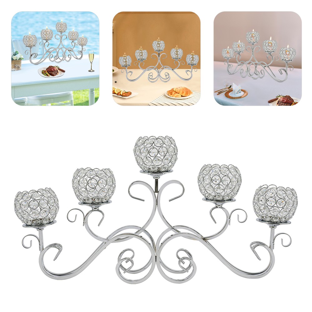 5-Arms Elegant Crystal Candle Holder for Home Decor and Ambiance