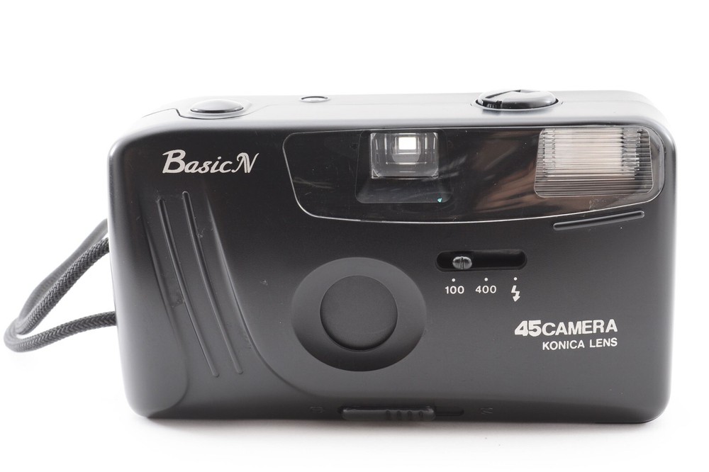 Vintage Konica Film Camera 35mm Point & Shoot Black Body with Lens Japan