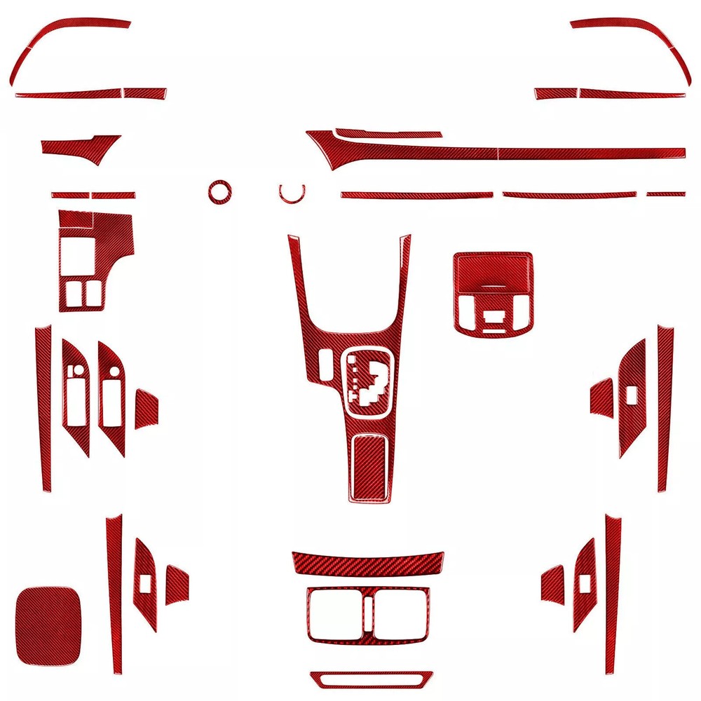 42Pcs Red Carbon Fiber Kits Full Interior Exterior Trim For Toyota Hilux 2015-23