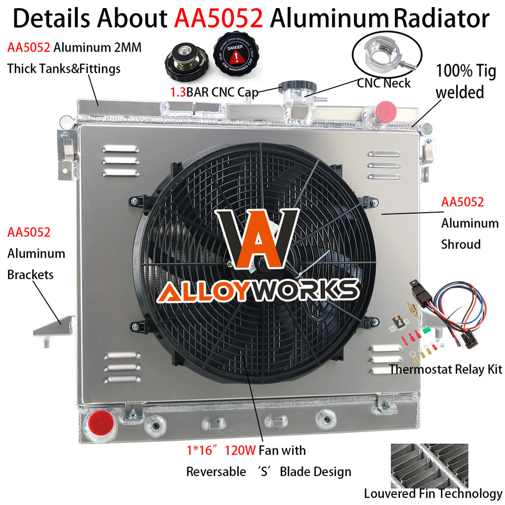 4 Row Radiator Shroud Fan For 2006-2012 Chevy Colorado GMC Canyon HUMMER H3T H3