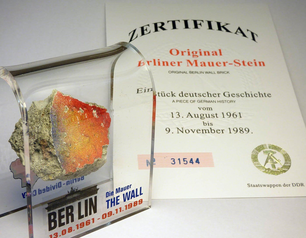 Original Piece of the REAL BERLIN WALL Mounted in Acrylic Display with Certific