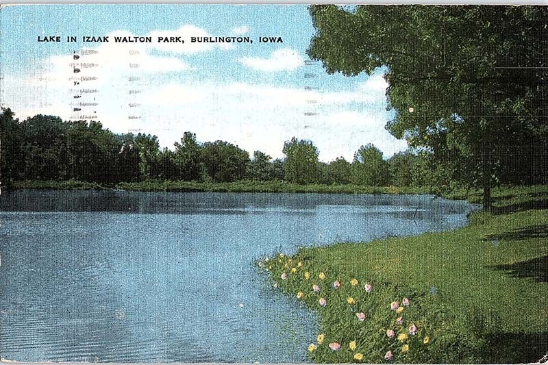 Postcard WATER SCENE Burlington Iowa IA m/09 AJ2305
