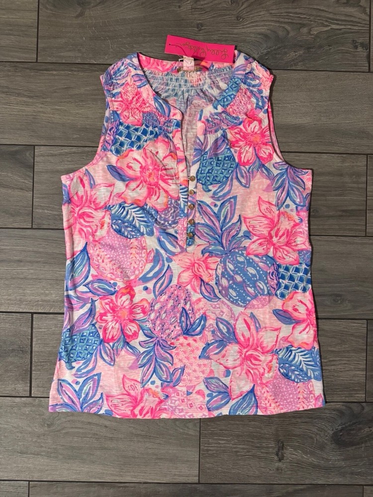 Lilly Pulitzer Essie Top, Pink Isle, Snappy Turtle, Nwt