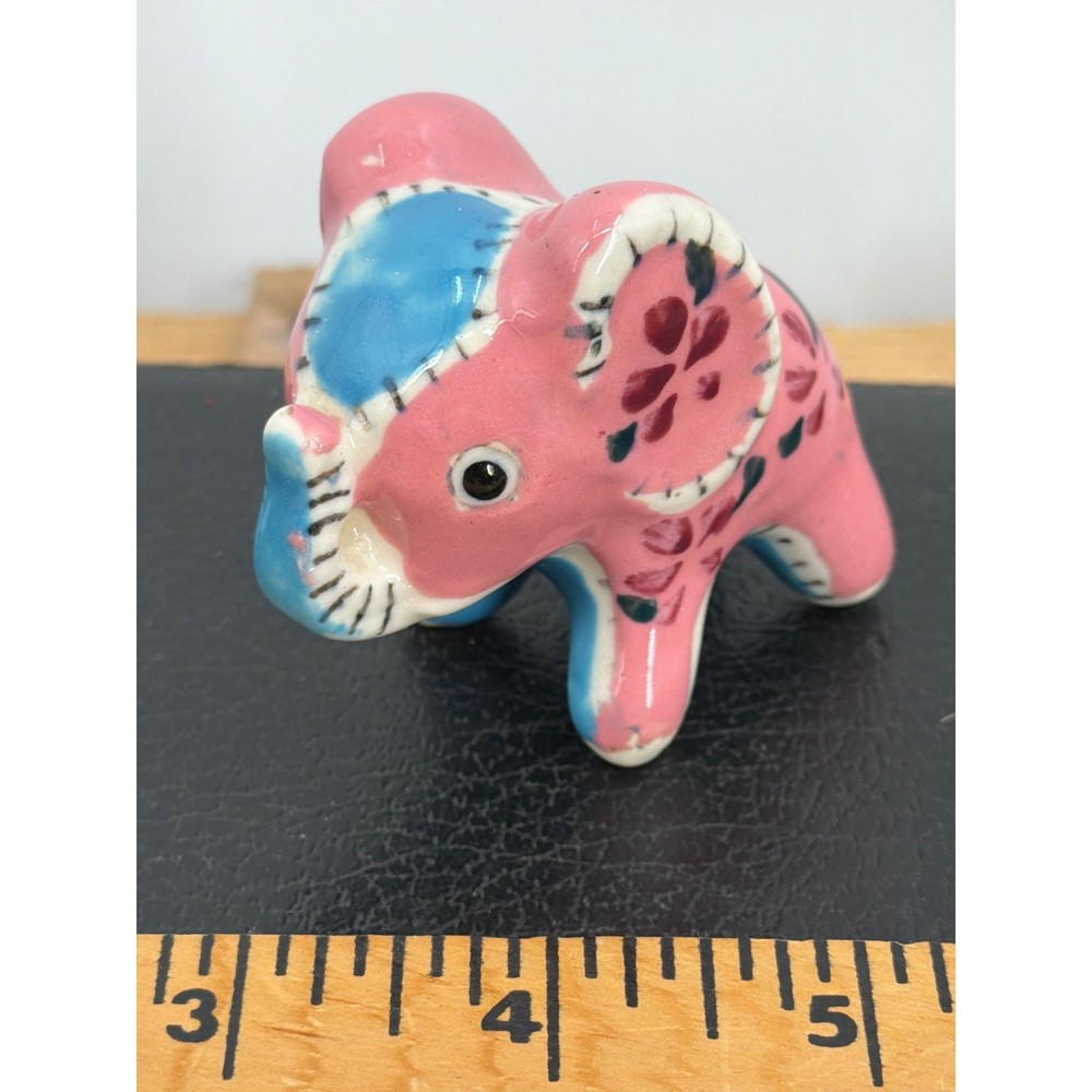 Vintage Napco Hand Painted Ceramic Stitch Elephant Figurine Pink Floral Japan 2