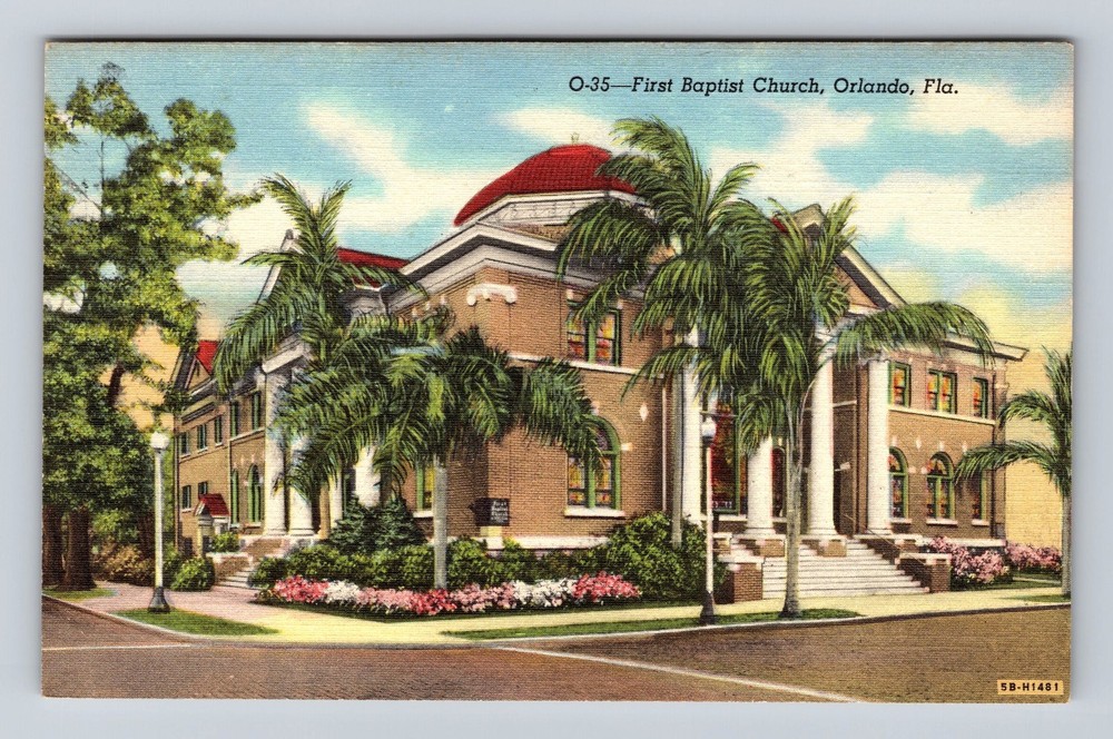 Orlando FL-Florida First Baptist Church Vintage Postcard