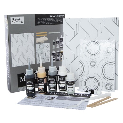 Marble Pour With Textures Canvas 2 Abstract Canvas For Kids Children Art-image