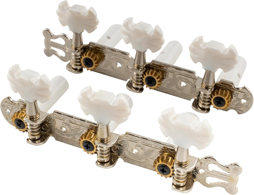 Classical Guitar Machine Heads Tuning Pegs Nickel Set 3+3 with Butterfly Buttons