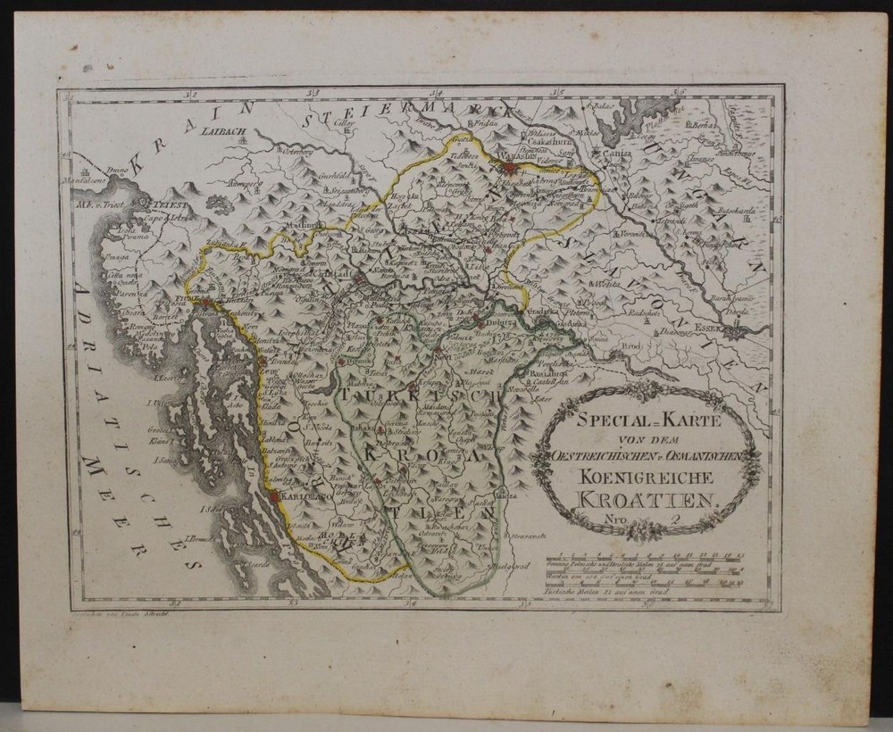 Istria Croatia 1789 Von Reilly Unusual Antique Original Copper Engraved MapANTIQUE COPPER ENGRAVED REGIONAL MAP OF CROATIA 1789