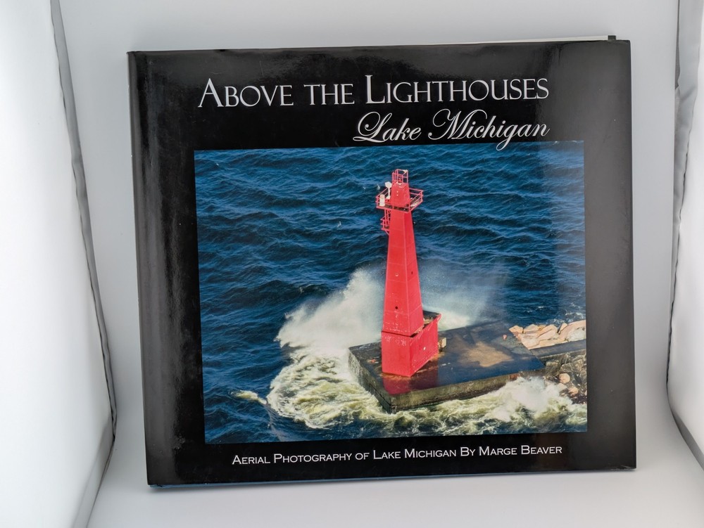 Above the Lighthouses - Lake Michigan Aerial Photography By Marge Beaver Signed