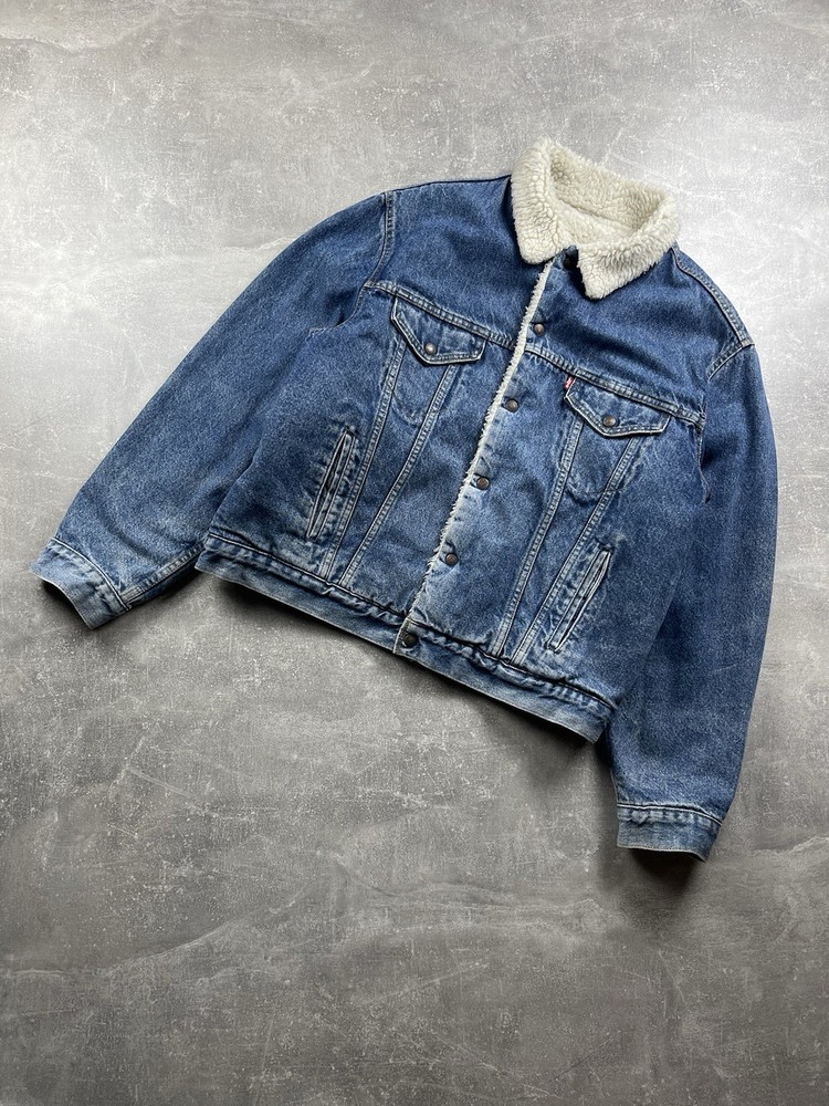 Levi’s Vintage USA Made Sherpa Trucker Denim Jacket Blue Size 48L