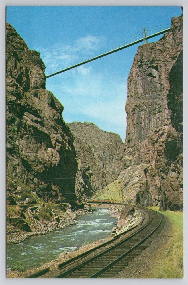 Royal Gorge Suspension Bridge Canon City CO Plastichrome Postcard Train