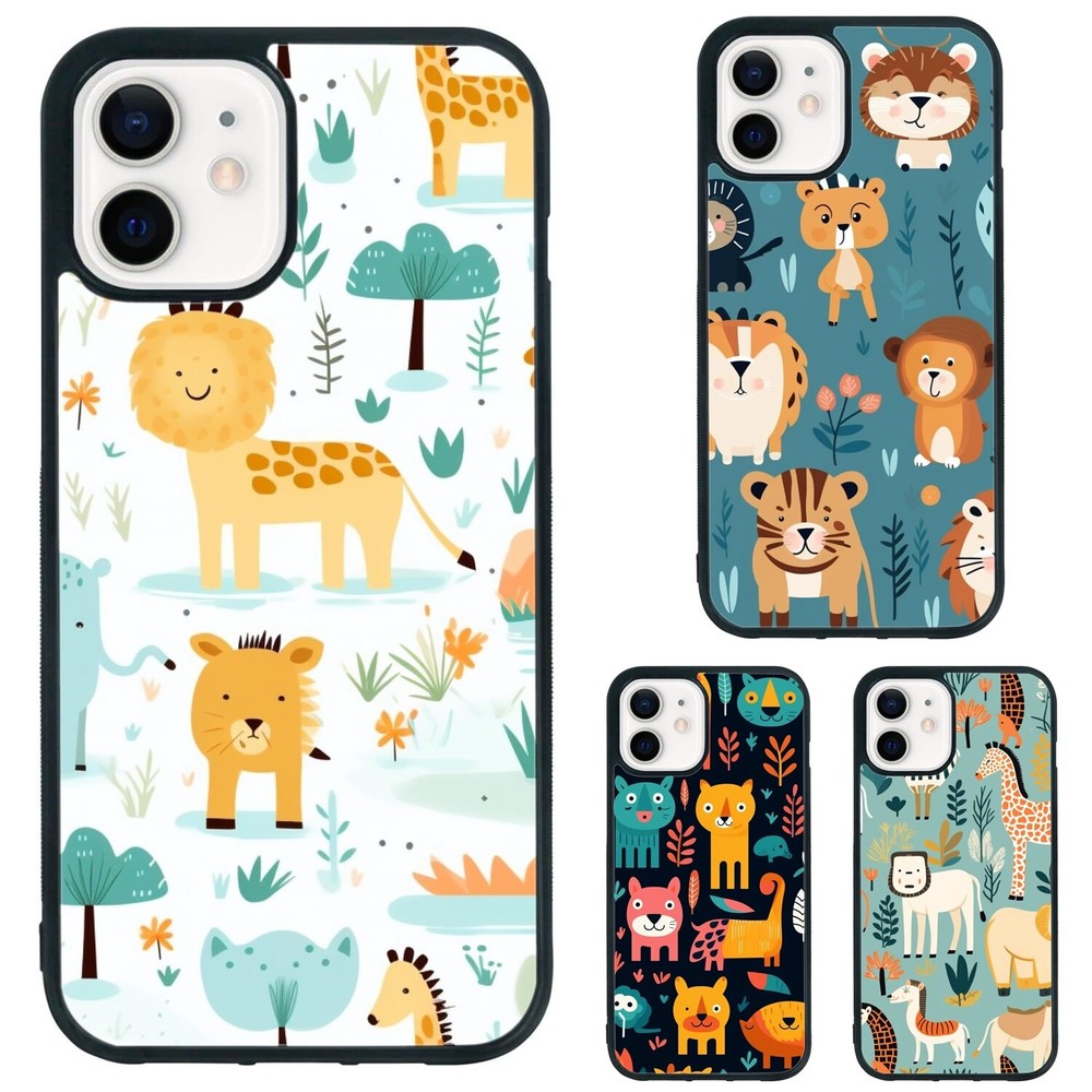 Plastic Case For iPhone XS XR 6 7 8 Plus SE 2nd 3rd Wild Cartoon Jungle Children