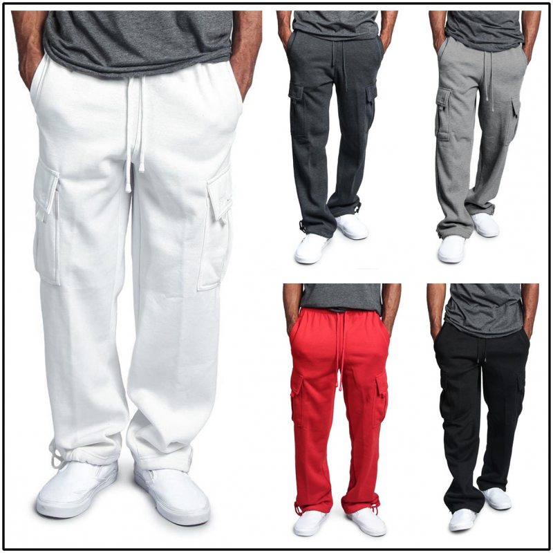 Men's Casual Loose Fashion Solid Color Elastic Waist Straight Casual Pants