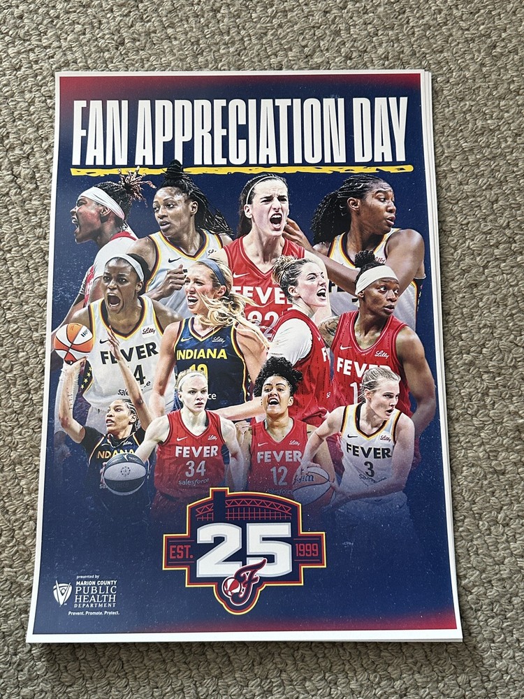 Indiana Fever 2024 fan appreciation poster WNBA Caitlin Clark Mitchell Boston