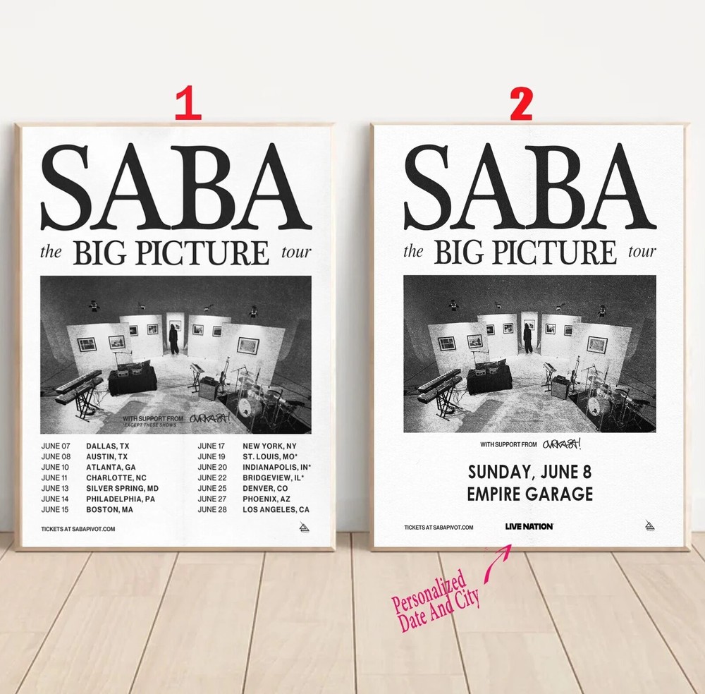 Saba The Big Picture Tour 2025 Poster Wall Art No Frame