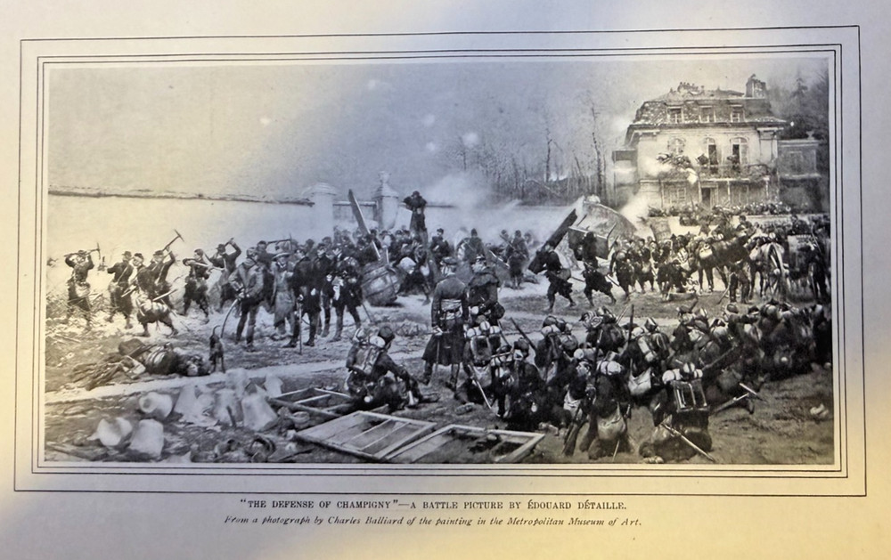 1902 Vintage Magazine Illustration Defense of Champigny by Edouard Detaille