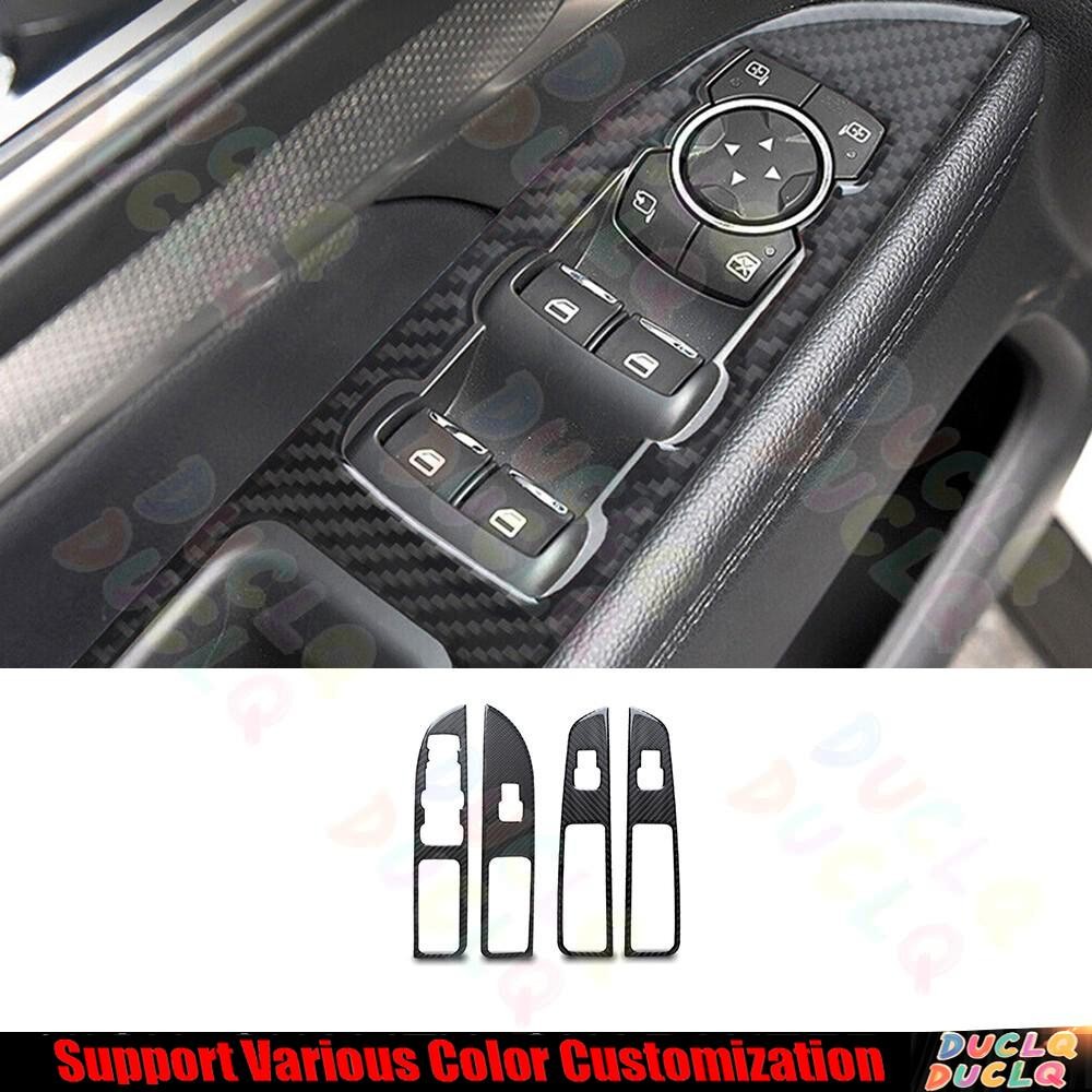 For Ford Explorer 2013-2019 Carbon Fiber Glass Window Lift Switch Panel Trim 4X