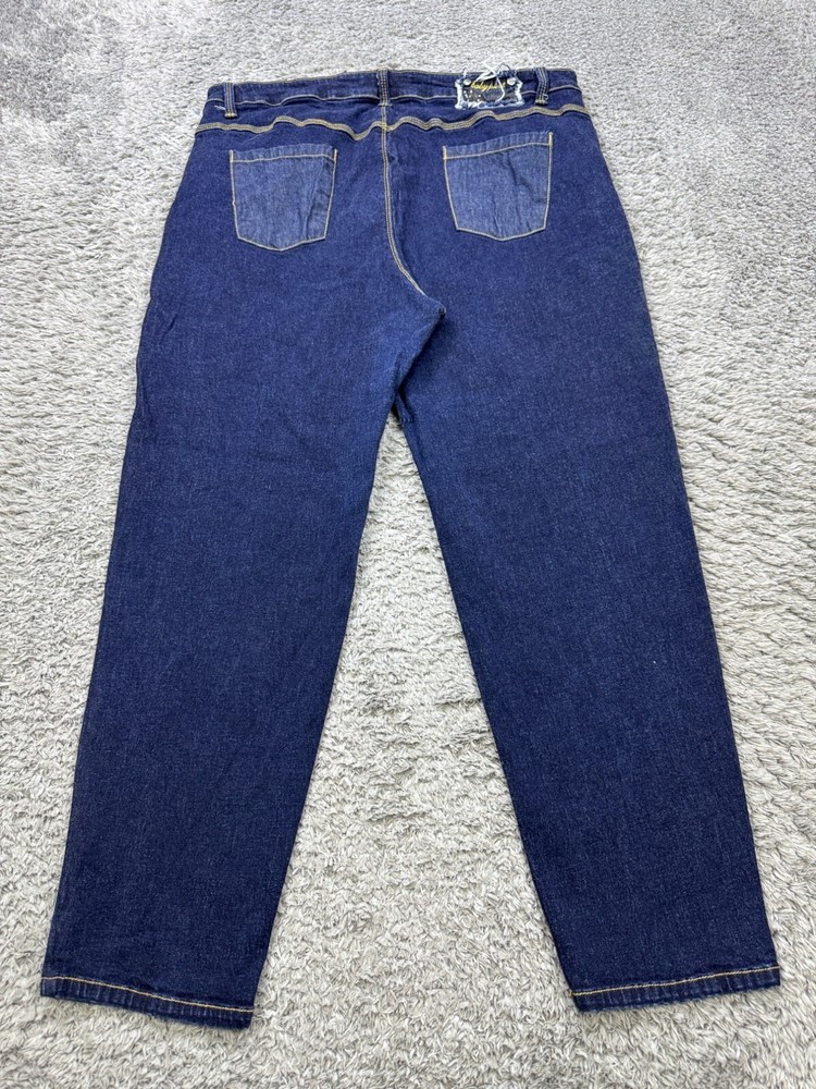 Baby Phat Jeans Women 22 High Rise Dark Wash Stretch Relaxed Taper Denim Vtg Y2K