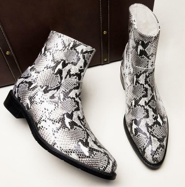Mens Snakeskin Print Real Leather Ankle Boots Shoes Business Pumps Sz