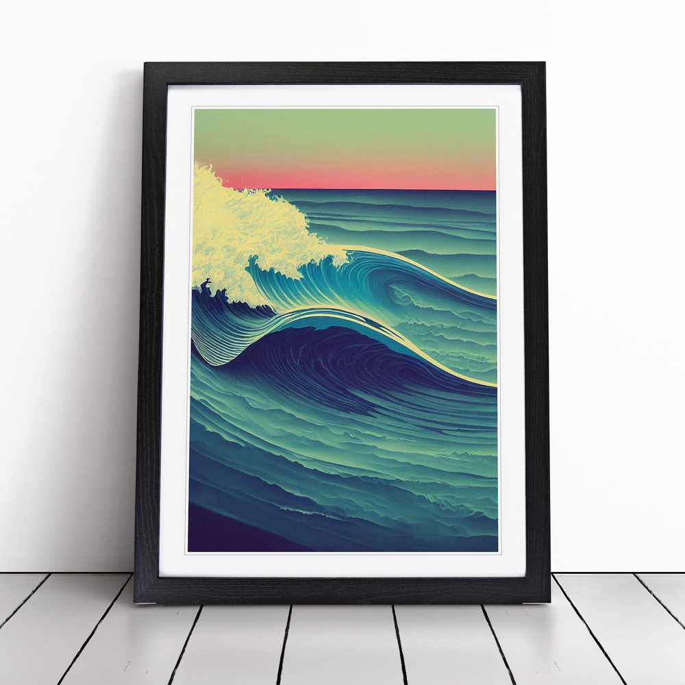 Sunset Ocean Wave No.5 Wall Art Print Framed Canvas Picture Poster Decor