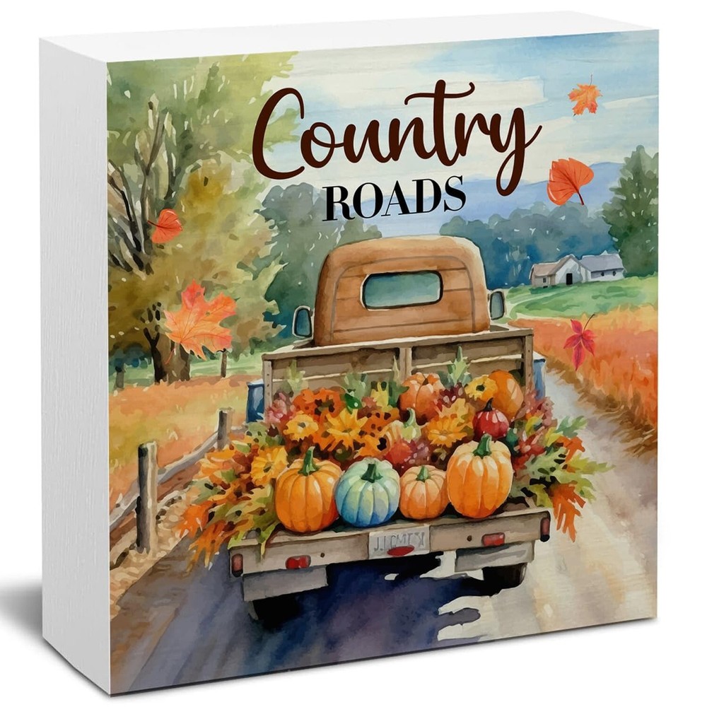 Fall Home Decor Pumpkins Truck Decorations Farmhouse Fall Wooden Sign Rustic ...