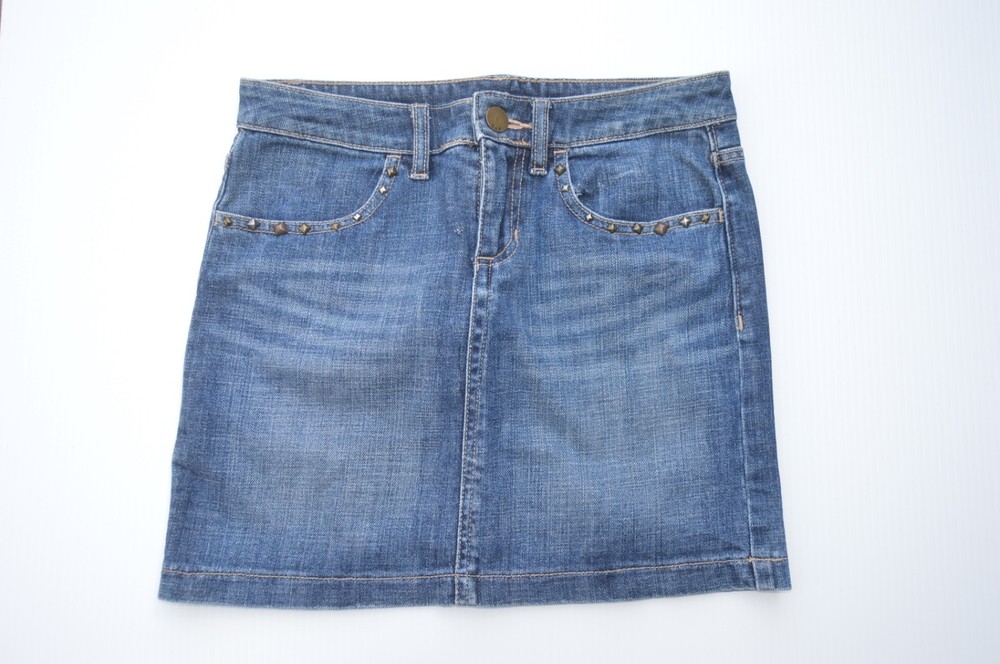 Gap Women's Sz 0 Blue Medium Wash Denim Embellished Skirt