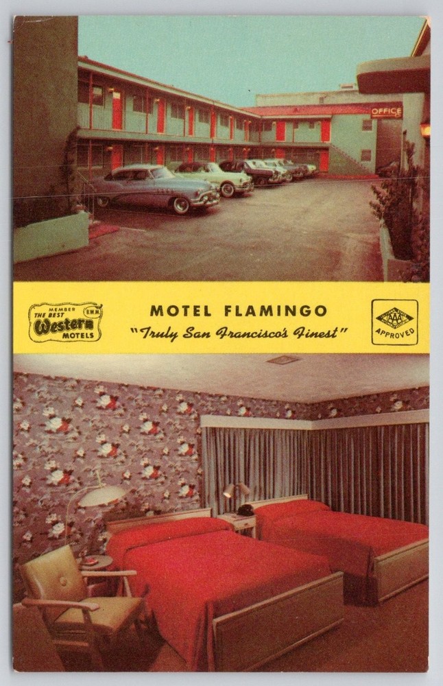 Motel Flamingo San Francisco CA Vintage Postcard 1950s Ektachrome Selithco