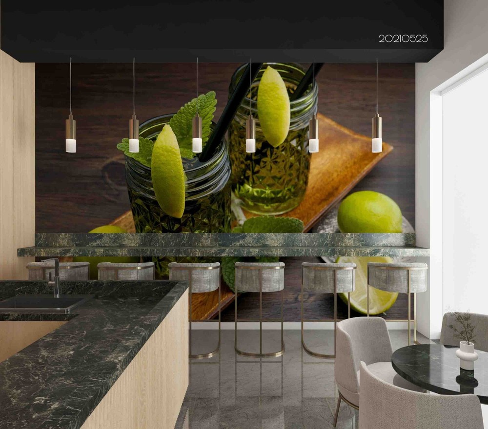 3D Lemon Mint Food Wall Murals Wallpaper Murals Wall Sticker