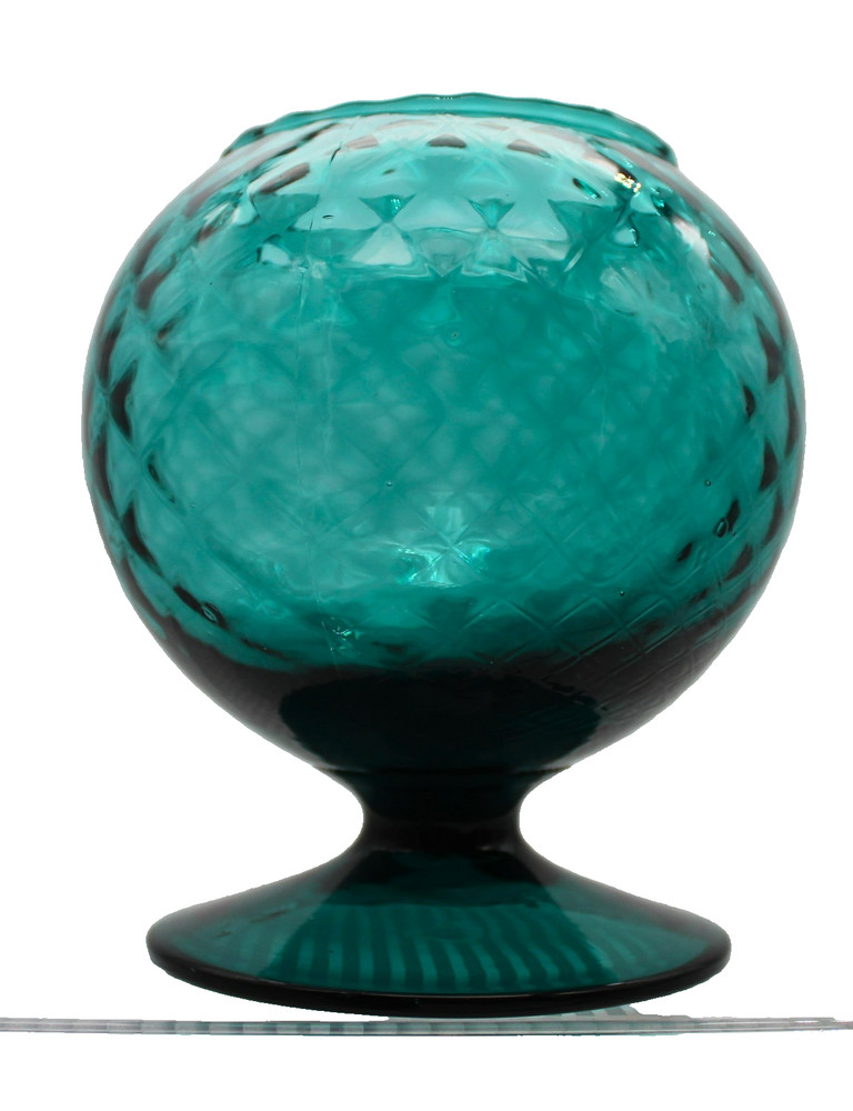 MCM Teal Blue Round Glass Snifter Goblet Bowl/Vase-6