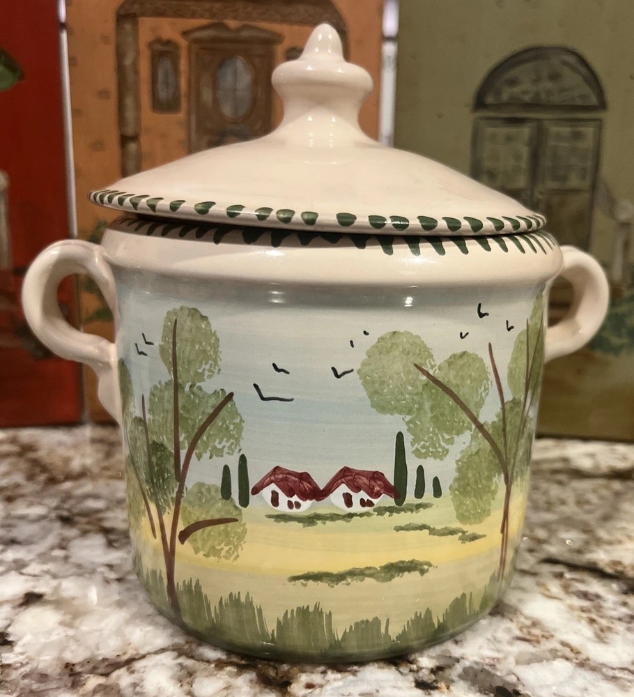 Vintage Nieman Marcus Lamas Pottery Italy Handmade Terracotta Bean Pot - NICE!