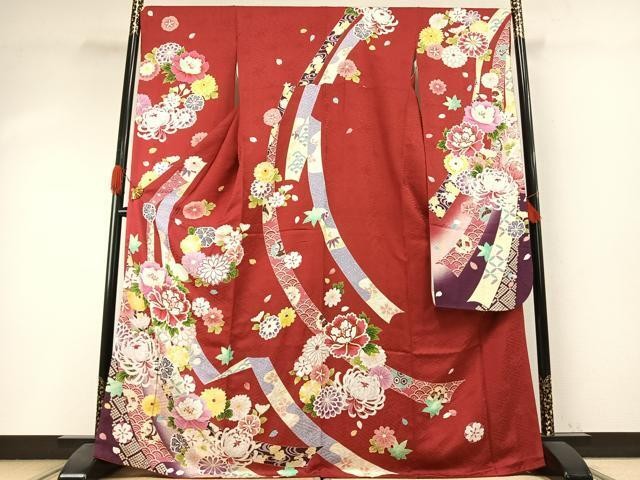 Heiwaya Pure Silk Kimono Long Sleeve Flower Pattern Halo Dyed Used
