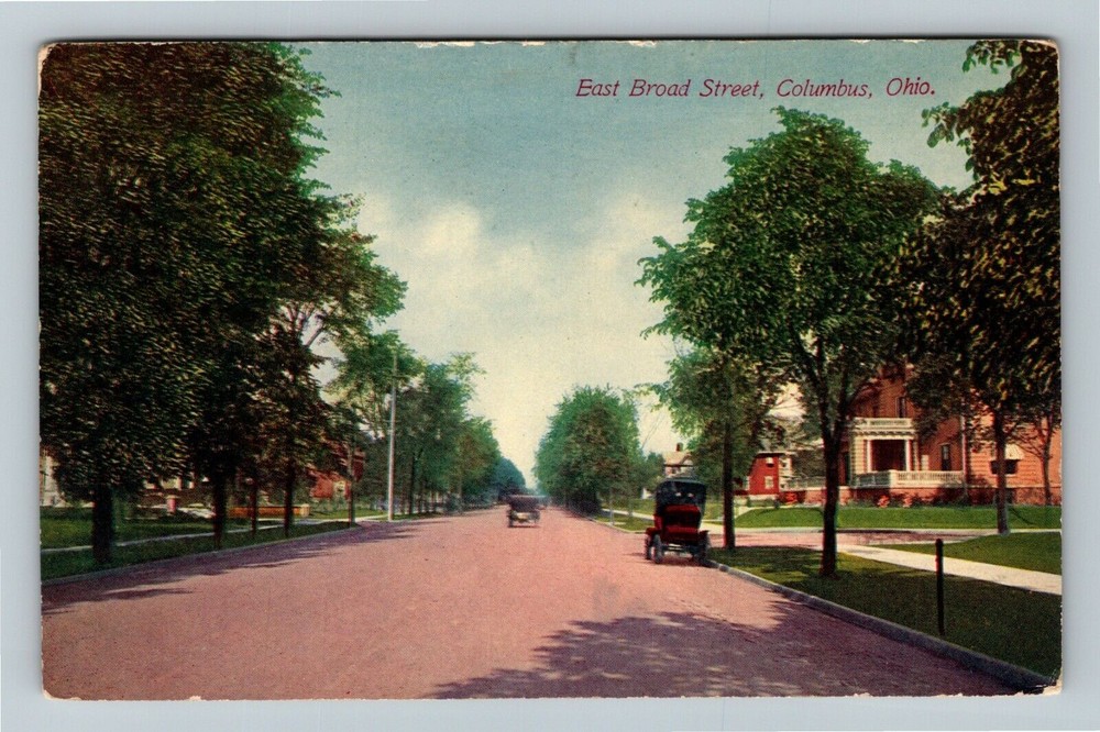 Columbus OH-Ohio, East Broad Street Vintage Souvenir Postcard