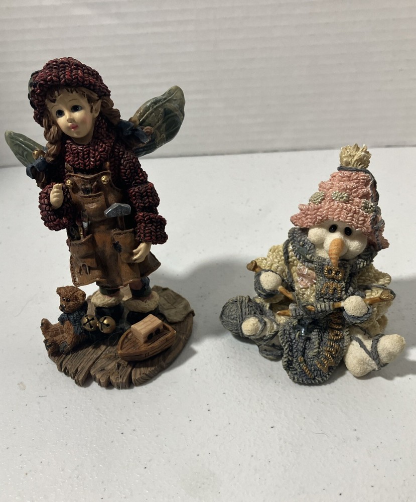 Boyds Bears & Friends “The Wee Folkstones “Pearl” The Knitter & Santa’s Fairie
