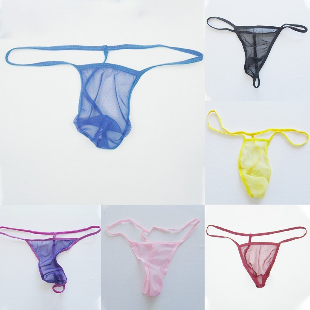 MenS Stretch Micro Thong Underwear See-through Mesh Mini Cut G-String Ultra-thin