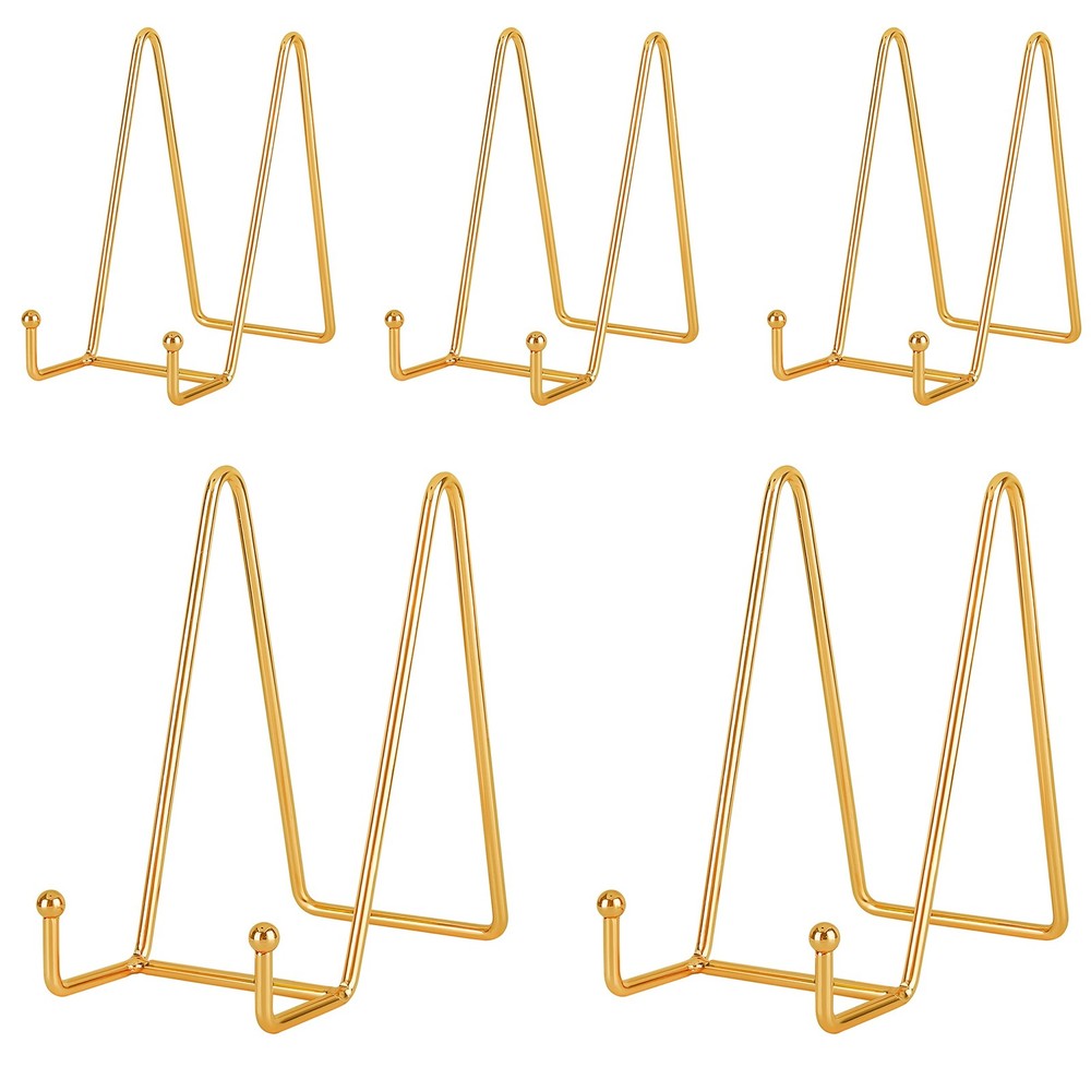 IBosins 5-Pack Gold Metal Plate Display Stands 6 Inch for Decor