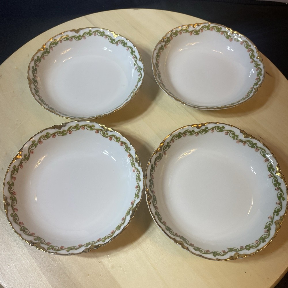 Haviland Schleiger 98 Green Clover Leaf pattern Berry Bowls 5