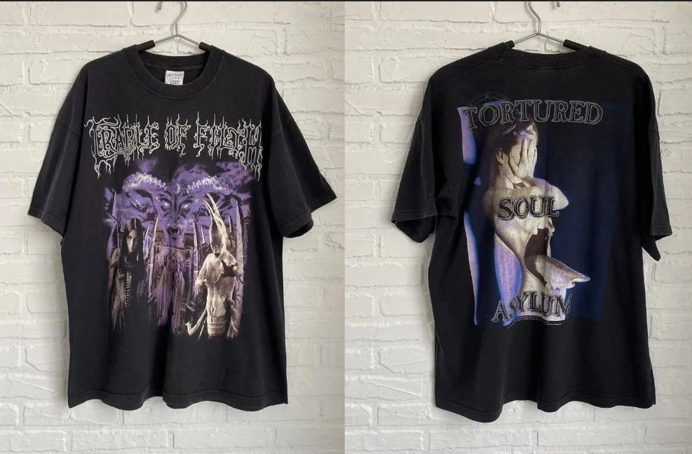 Cradle of Filth Tortured soul asylum t-shirt rare black t-shirt