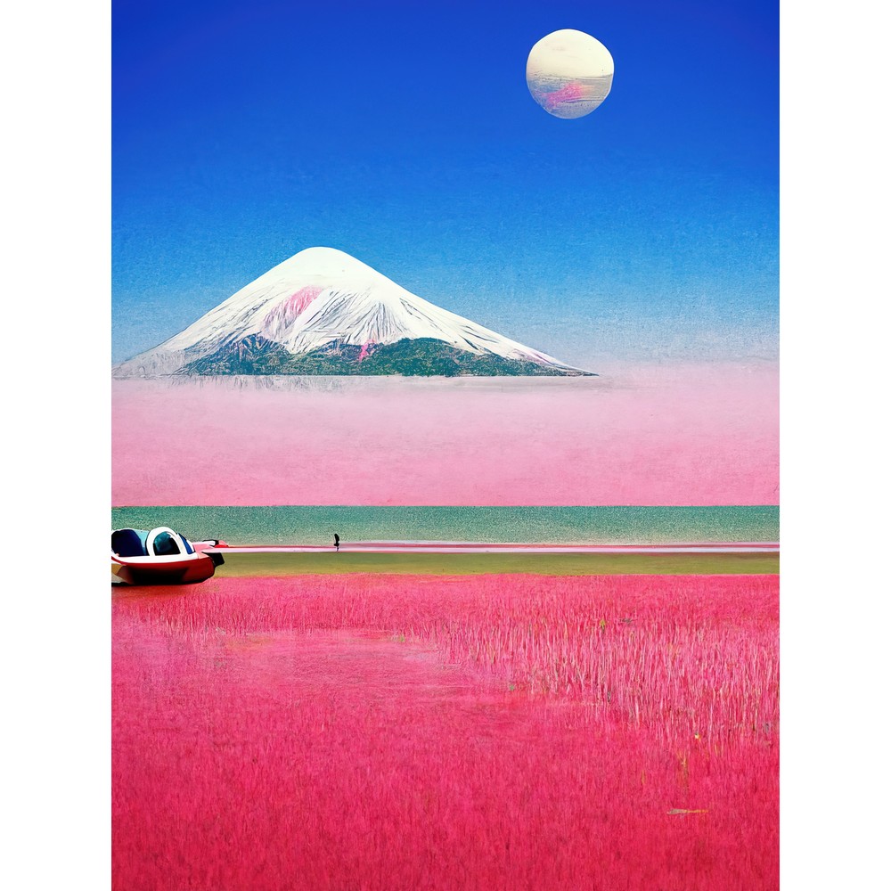 Surrealist Japanese Mount Fuji Landscape Huge Wall Art Poster Print Giant