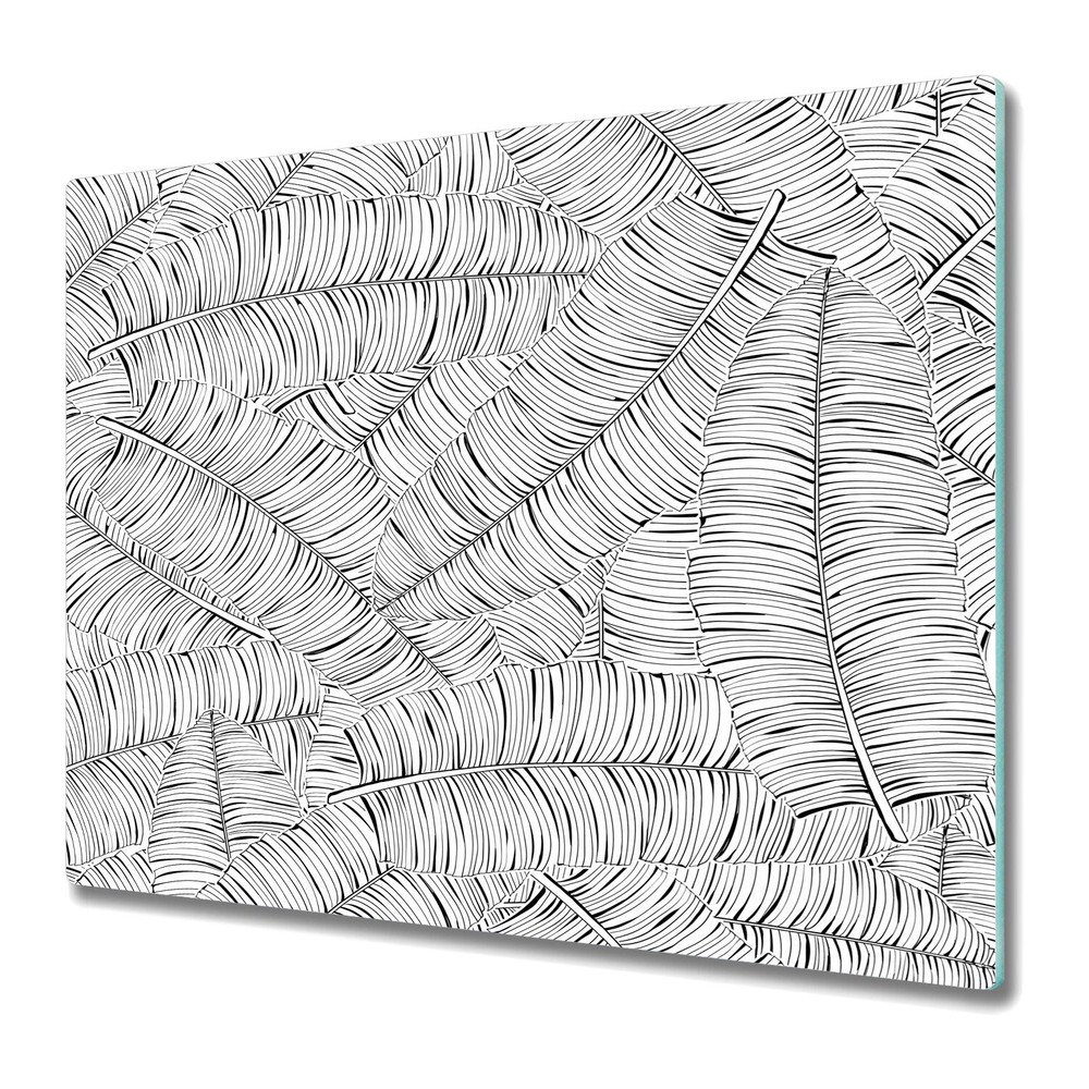 Serving Chopping Board Glass Cover Banana leaves Minimalist art Tropical 60x52