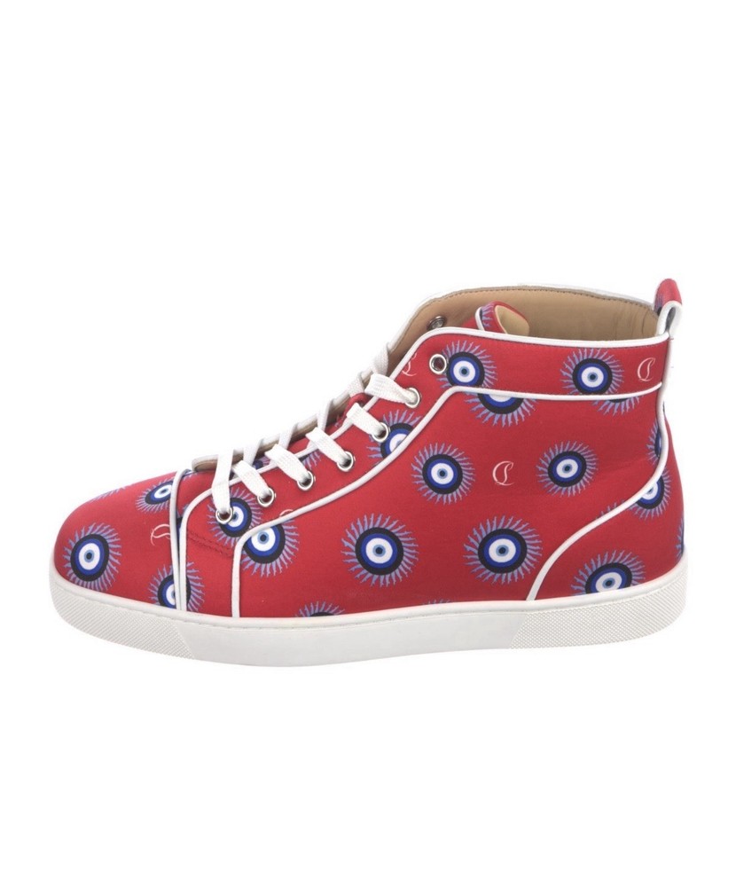 New Christian Louboutin Men’s Satin Evil Eye Louis Hightop Sneakers EU 42 US 9