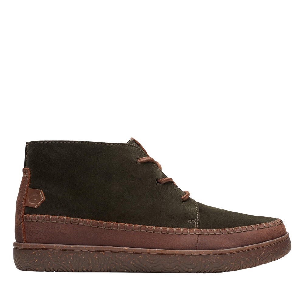 Clarks Hodson Mid Mens Green Suede Chukka Boots 26167769
