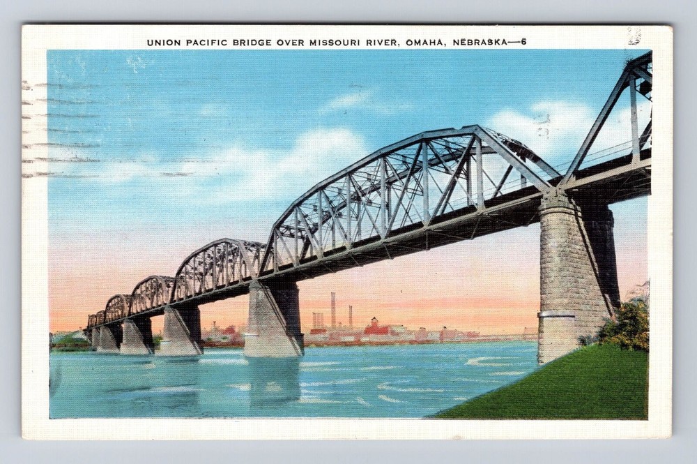 Omaha NE- Nebraska, Union Pacific Bridge, Antique, Vintage c1936 Postcard