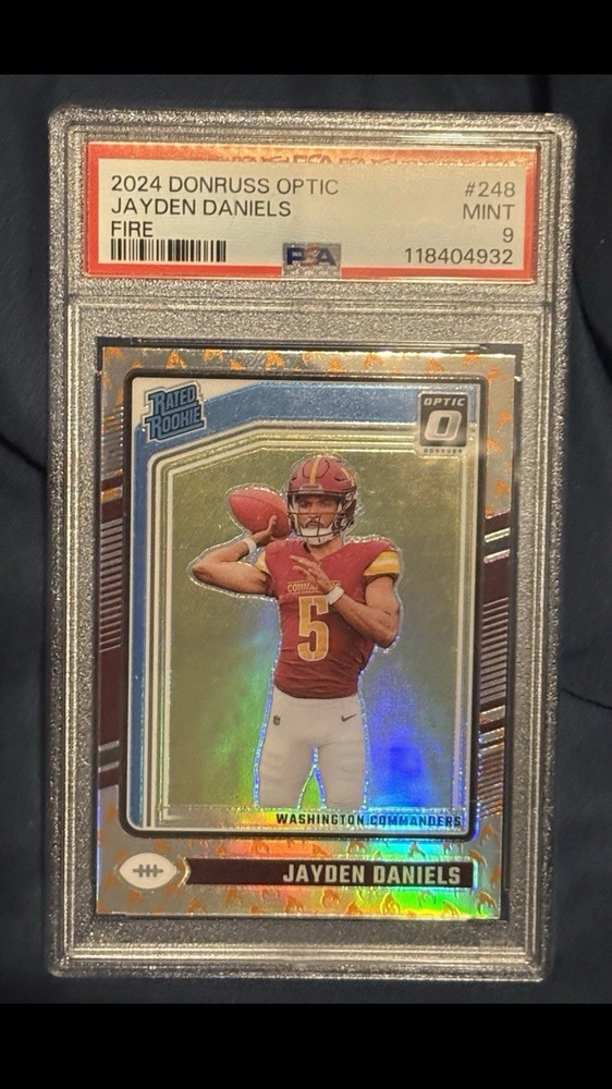 Panini NFL 3 Card PSA Graded Lot: Daniels Optic Fire, Waddle Auto