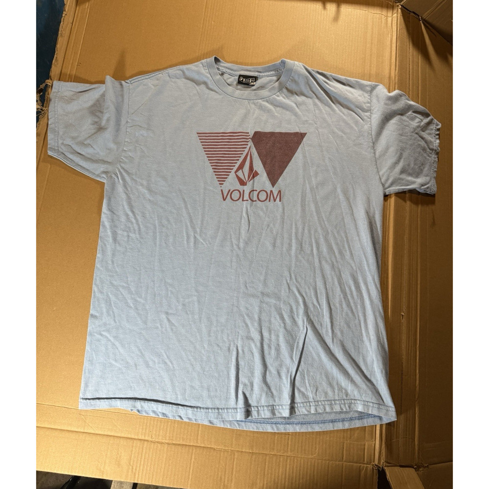 Volcom Men’s Blue Graphic Logo Cotton Knit Crew Neck Short Sleeve Tee Size Xl