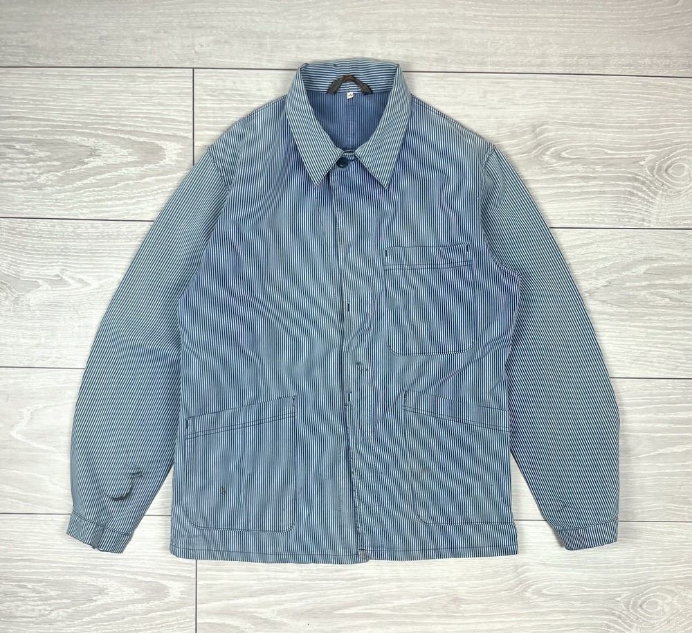 Le Laboureur Vintage 70s Striped French Work Chore Jacket Mens L Size
