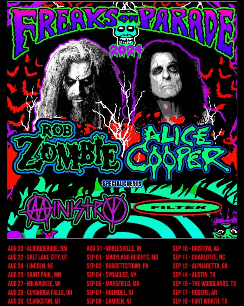 Rob Zombie 2024 Freaks on Parade Tour Limited Edition Dated Concert Poster