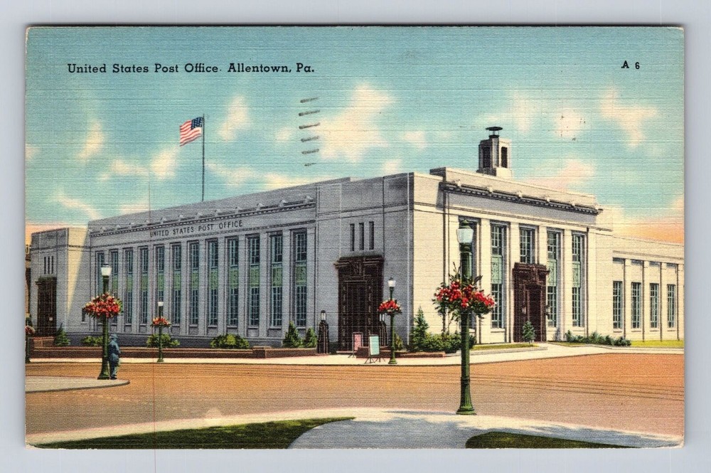 Allentown PA-Pennsylvania, United States Post Office, Vintage c1943 Postcard
