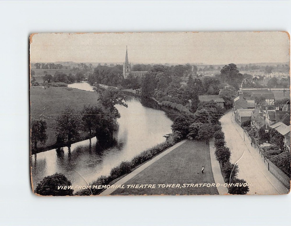Postcard View from Memorial Theatre Tower Stratford-on-Avon England