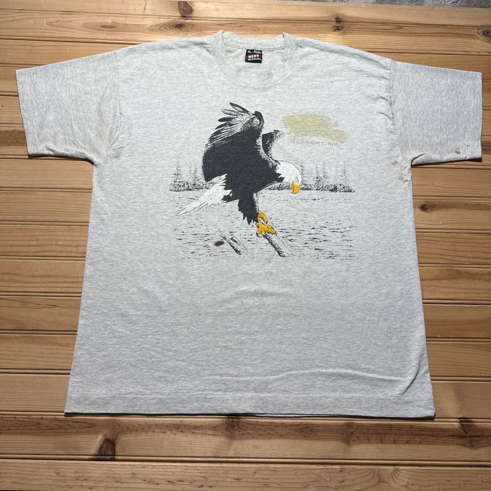 Vintage 90s Eagle Harmony Minnesota Nature Wildlife Graphic T-Shirt USA - XL